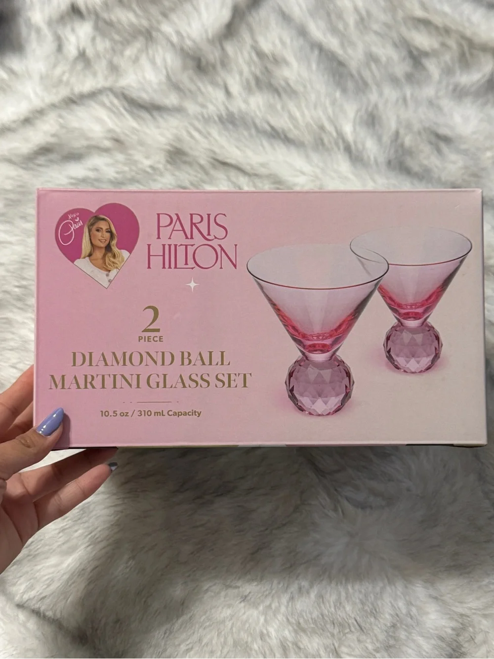Paris Hilton Martini Glass Set with Iconic Gem Base